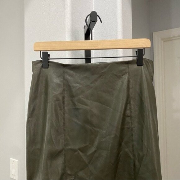 Nanushka Carlotta Faux Leather Hunter Green Maxi Skirt Fall Size Large Grunge - Picture 3 of 11